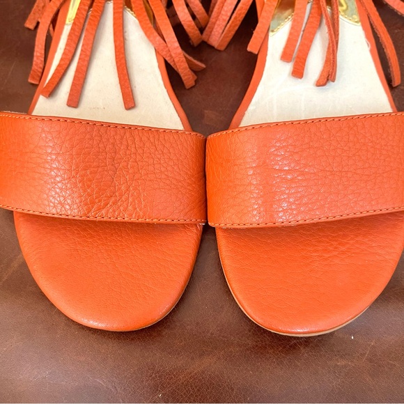 Michael Kors Leather & Ankle Strap & Fringe & Low Wedge Sandals - Picture 11 of 14